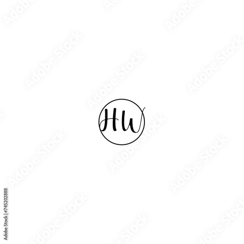 HW black line initial Monogram Logo Design Template