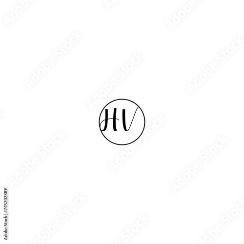 HV black line initial Monogram Logo Design Template