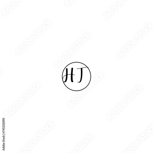 HT black line initial Monogram Logo Design Template