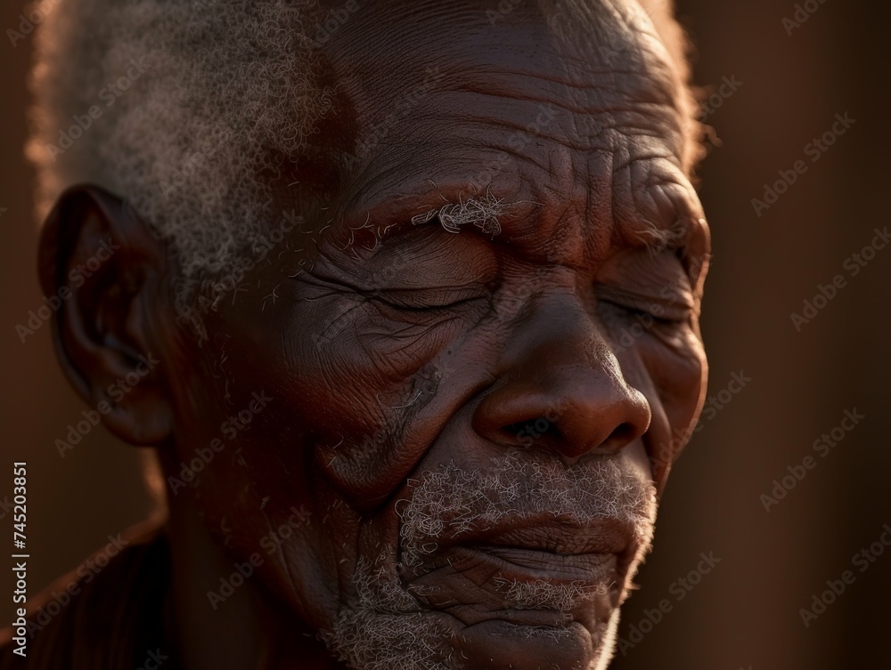 An older man with deep wrinkles on his face, showcasing signs of aging and life experiences