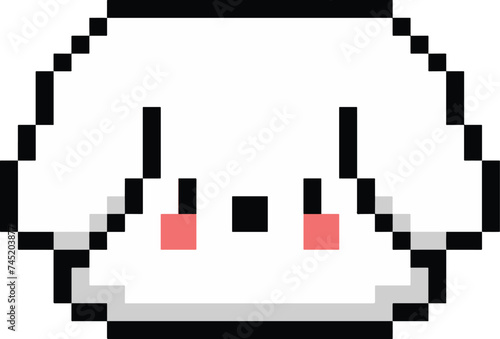 cute dog pixel art in 8 bit pixel art. Animal for game asset and cross stitch pattern in vector illustration.