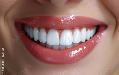 A close-up view of a multiracial woman smiling, showcasing her white teeth