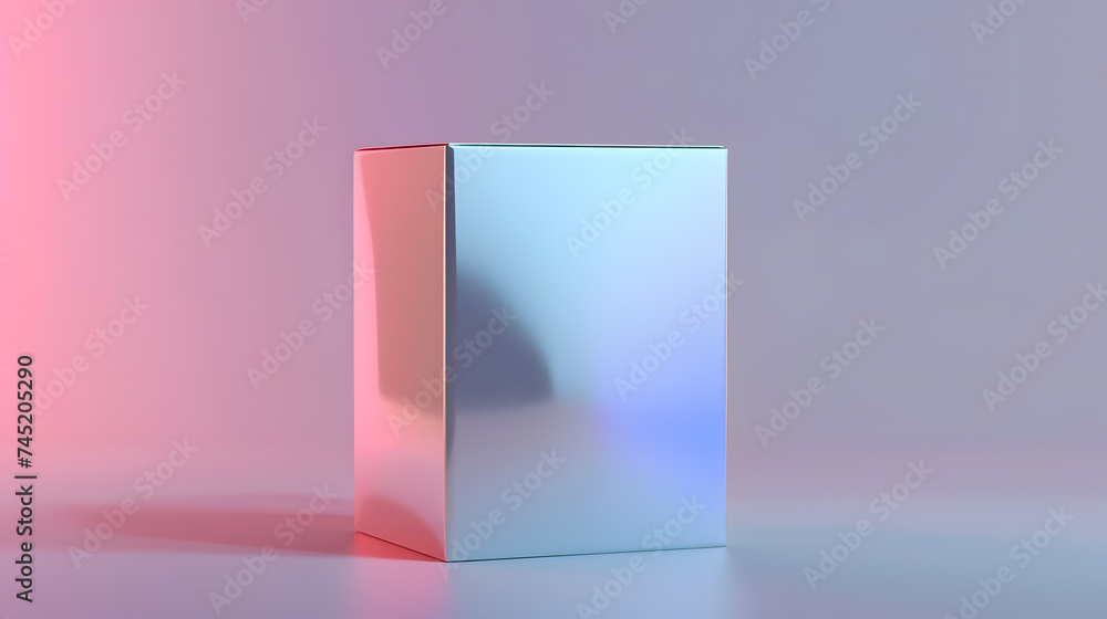 3d render of a holographic box on light purple background