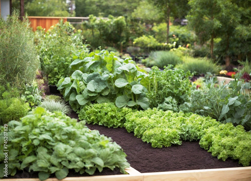 herbs and veggies in a garden