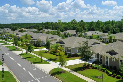Aerial View of New Suburban Homes in a Retirement Community in Ocala, Florida