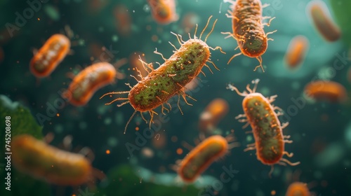 Close-up on probiotics bacteria, a visual exploration of microscopic medicine and its benefits to human health, AI Generative