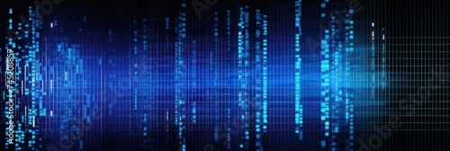 Indigo digital binary data on computer screen background