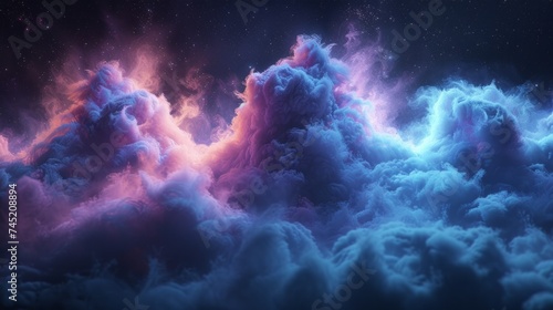cosmic abstract art, glitch smoke patterns, blue, mint, purple fusion, futuristic distortion, ethereal cosmos theme, captivating, visually stimulating, AI Generative