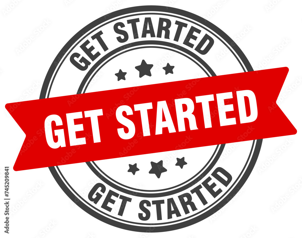get started stamp. get started label on transparent background. round sign get started stamp. get started label on transparent background. round sign