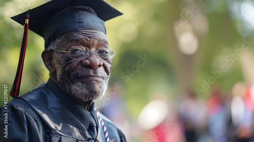 senior citizen black male graduation