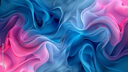 Abstract blue and pink color background. Fluid shapes composition. Generative Ai