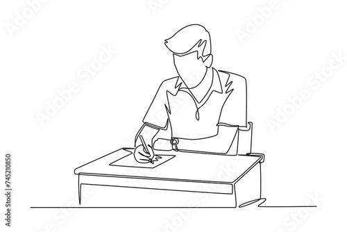 Wallpaper Mural Continuous one line drawing Concept of studying in class and lab. Doodle vector illustration. Torontodigital.ca