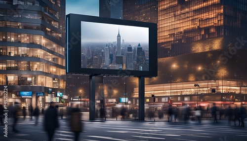 Blank billboard in the city at night. 3d rendering.