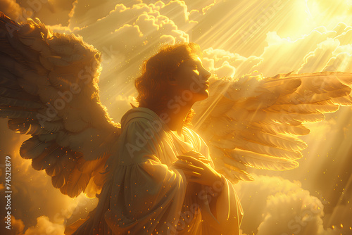 A magical angel in heaven. Beautiful delicate colors.	