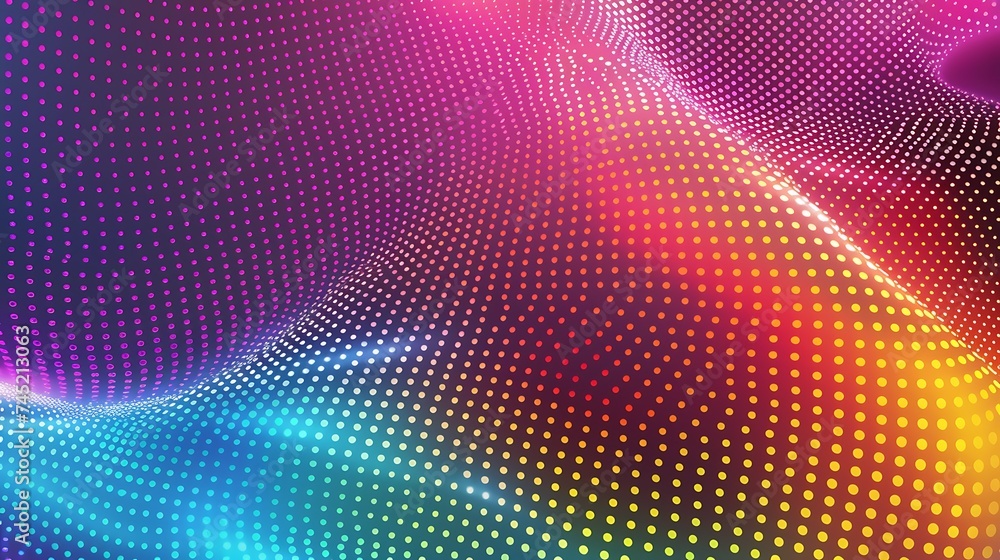 Abstract digital technology futuristic many dots particles on vibrant color background. Generative Ai