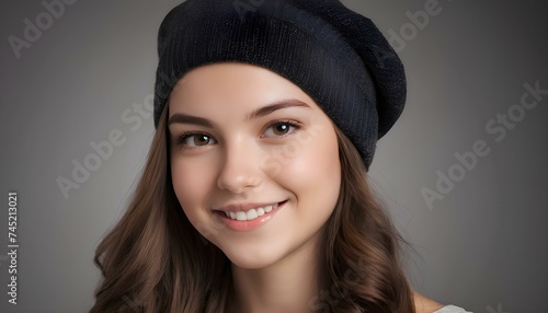 Happy girl Wear Knit Cap