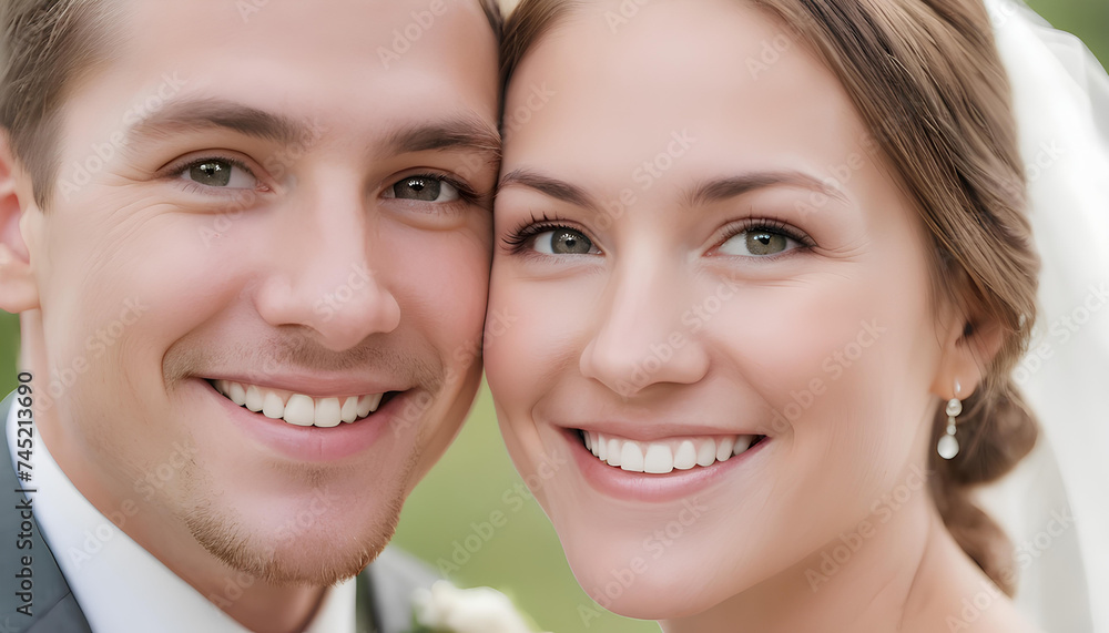 Portrait of a newly wedding smiling couple Portrait of a newly wedding smiling couple