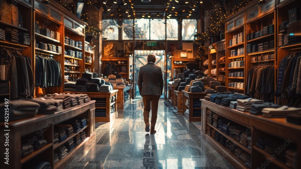 man shopping in clothing store style background man shopping in clothing store style background