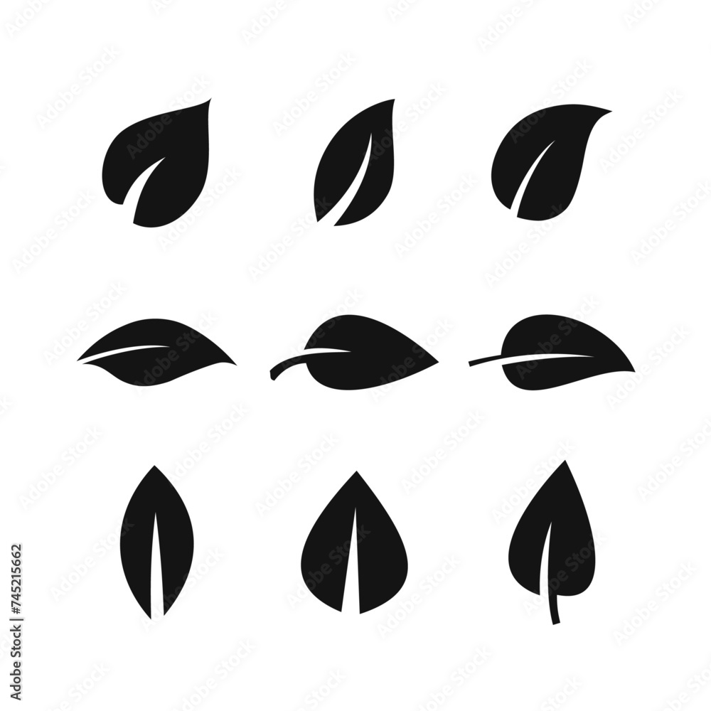 Leaves icons set on a white background. Leaves icons set on a white background.