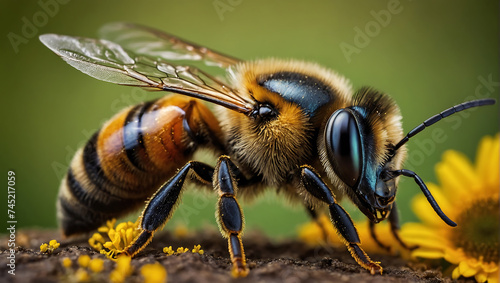 Pszczółka w Świecie Makro - Nature's Busy Worker #745217059