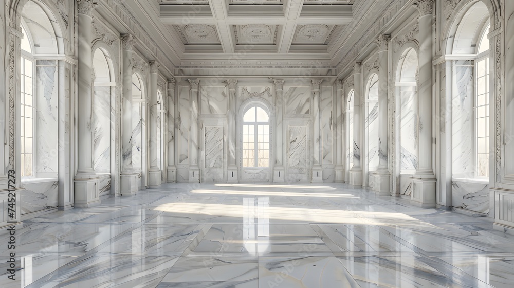 Naklejka premium A Spacious White Marble Room