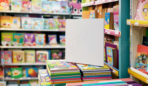 Shelves with Children's Books in a Bookstore Mock Up. Suitable for book sale project.