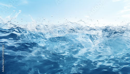 sea ​​water splash. background of blue sea clear water.