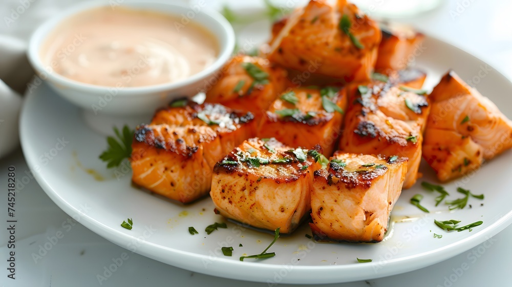 Delicious Salmon Dish with Creamy Sauce Cooked Perfectly Delicious Salmon Dish with Creamy Sauce Cooked Perfectly