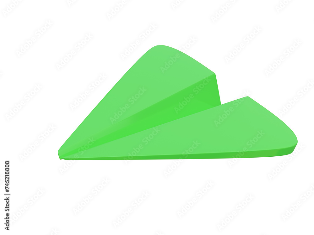 Green paper airplane icon. 3d render. Green paper airplane icon. 3d render.