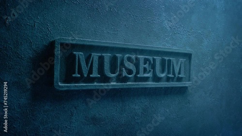 Museum Sign In Rain Dramatic Exterior