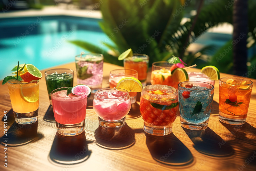Savor the essence of summer with this vibrant array of poolside cocktails