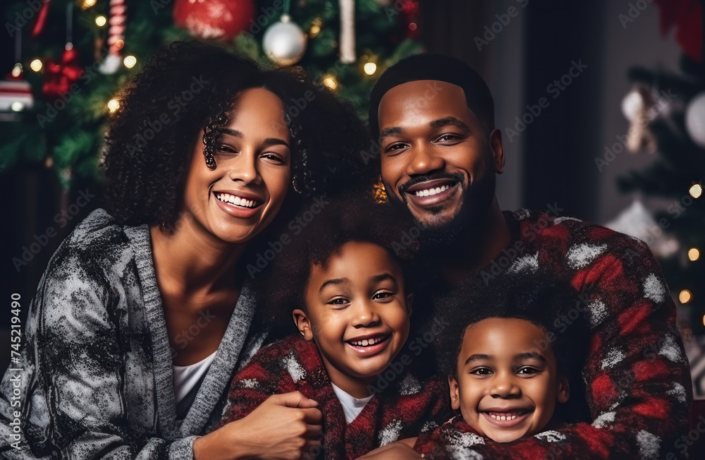 Capture the joy of the season with this heartwarming photo of a cheerful family