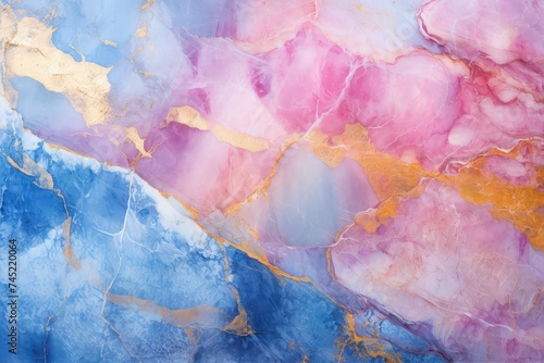 Marble beautiful pink and blue with golden background