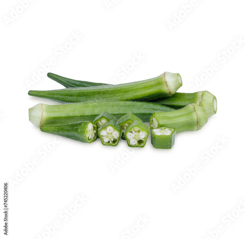 Fresh okra isolated on white background