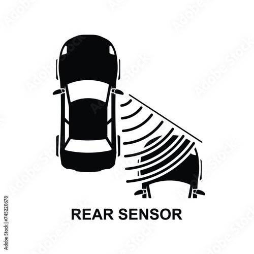 Vehicle rear sensor icon. Blind spot monitoring area zone isolated on background vector illustration.