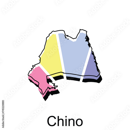 Colorful Map City of Chino, Japan Map Country Geometric Simple Design template photo