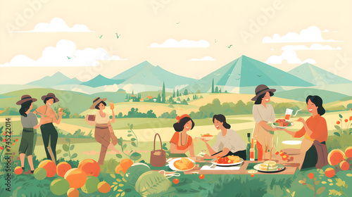 Embracing Nature's Beauty: A Perfect Outdoor Picnic with Friends by the Serene Lake