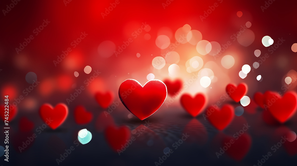 Red hearts bokeh, lights valentine background Red hearts bokeh, lights valentine background