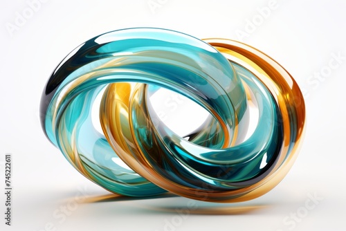 3D Shape on white background abstract futuristic multi colored shiny.