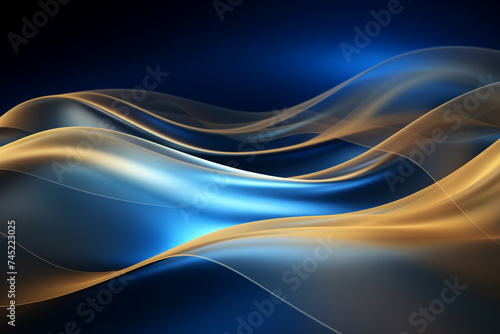 Modern gold wave line smooth and particle abstract on black background