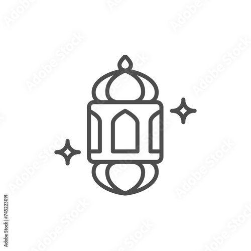 line islamic arabic lantern vector icon