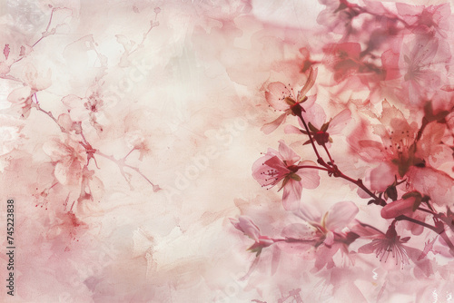Soft pink flowers create a decorative frame