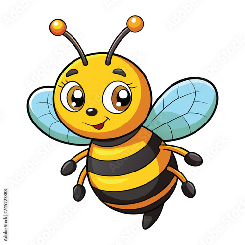 Vector of cartoon bee illustration on white