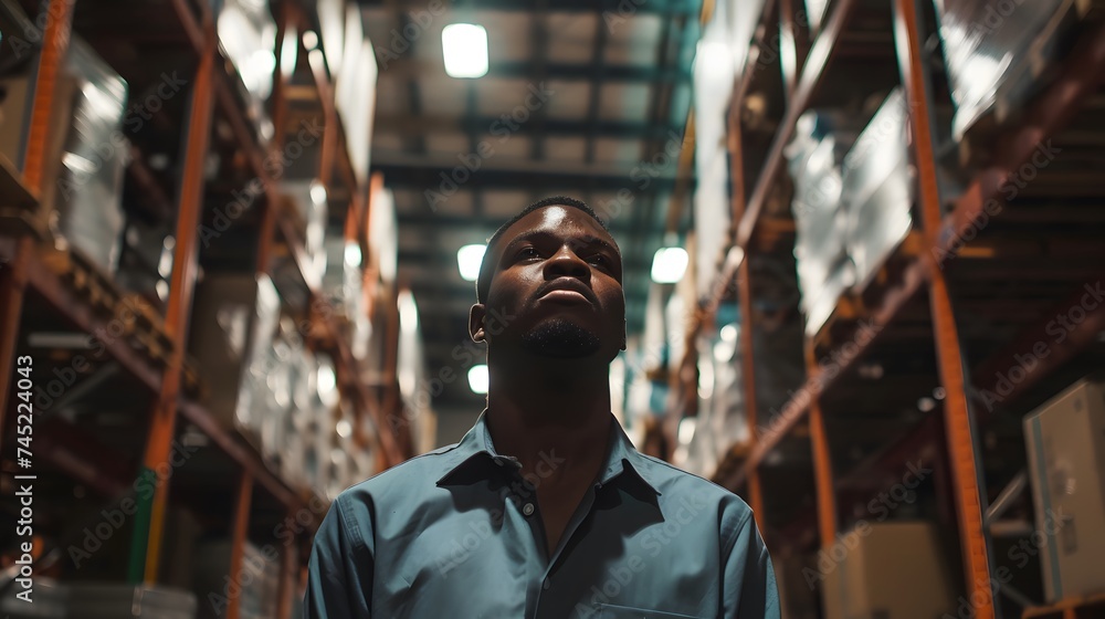 Dedicated Young Worker in Warehouse Dedicated Young Worker in Warehouse