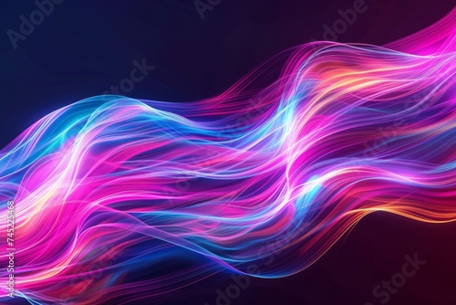 Colorful neon speed light lines background. Fiber optic Technology. Futuristic wallpaper. Banner. Illustration. Backdrop