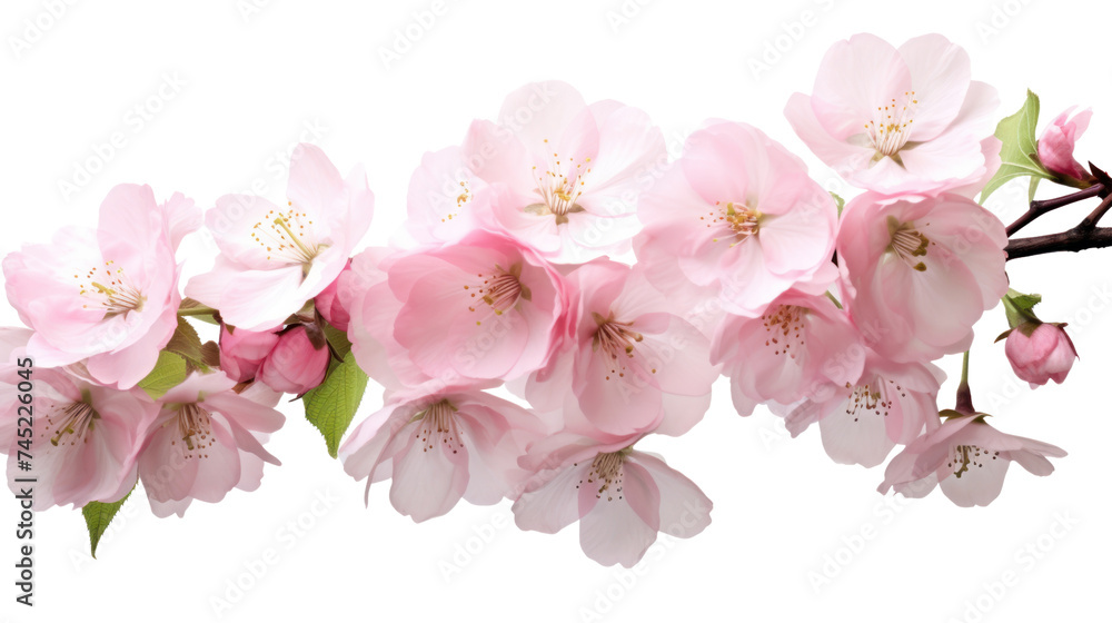 Sakura(Cherry blossom) blooming isolated on transparent and white background.PNG image