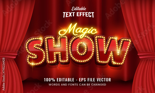 Magic show 3d editable text effect Free Vector