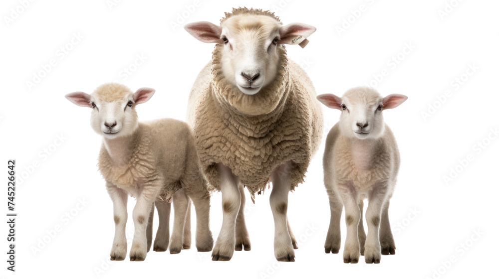 Ewe sheep family isolated on transparent and white background.PNG image Ewe sheep family isolated on transparent and white background.PNG image