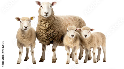 Ewe sheep family isolated on transparent and white background.PNG image photo