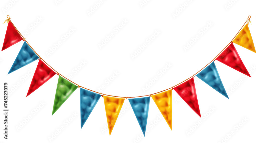multicolor pennant flags for colorful isolated on transparent and white background.PNG image.